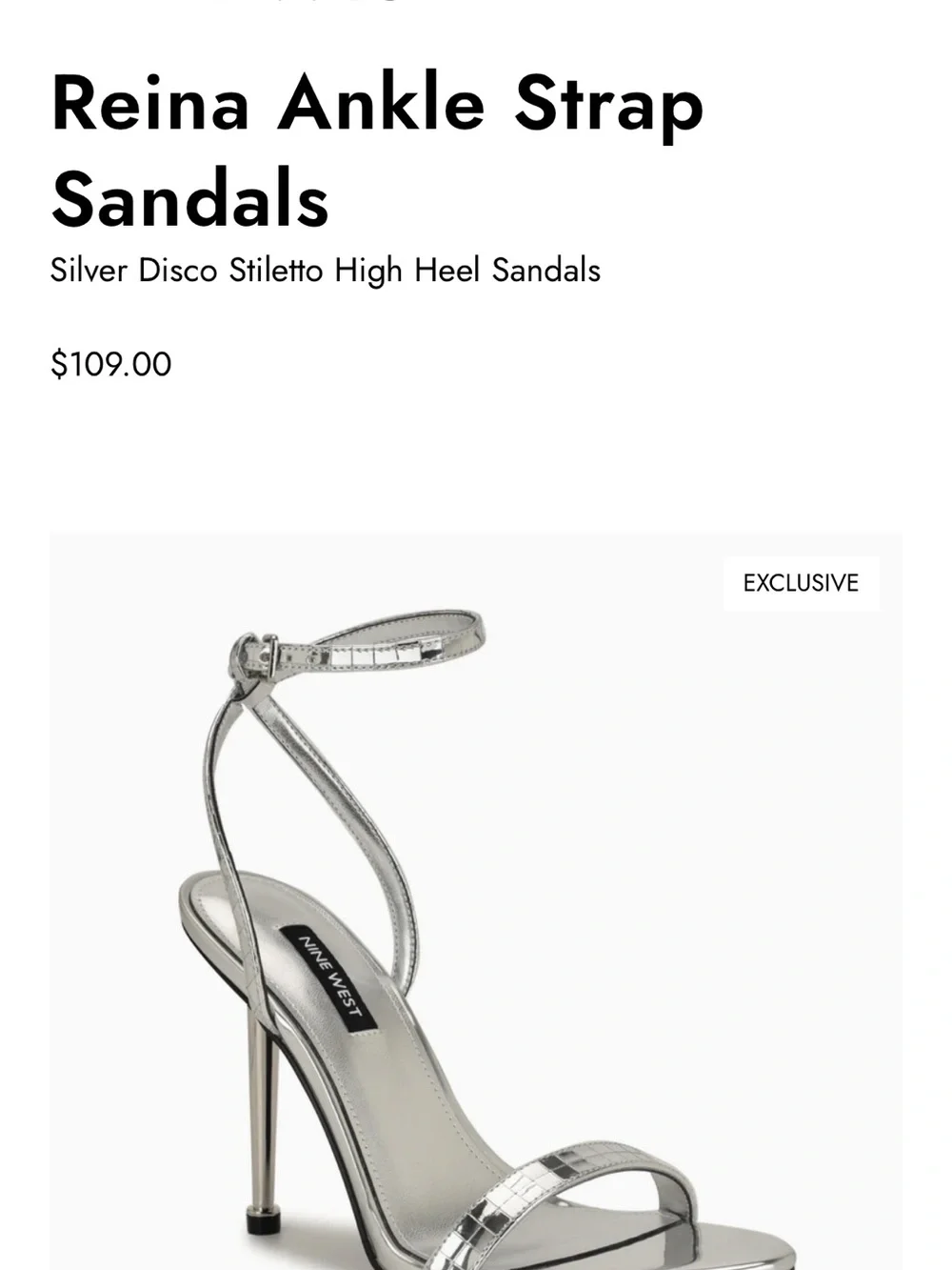 Nine West Reina Silver Ankle-Strap Stiletto Sandals. Only worn ONCE.